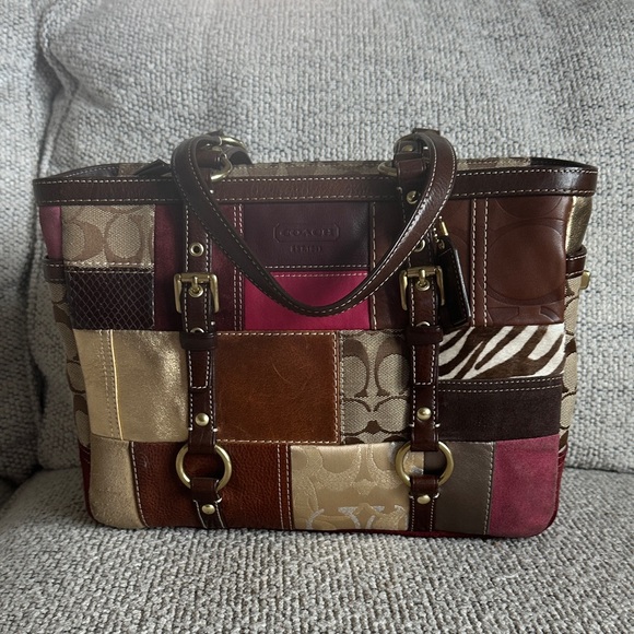 Coach Holiday Patchwork Tote Bag authentic - Picture 1 of 6